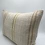 Oblong, Natural, Hemp, Neutral, Woven, Grain Sack, Striped Cushion With Cotton Reverse Trio Of Ochre And Brown Stripes Ochre Middle, thumbnail 2 of 5