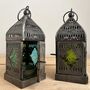 Silver Moroccan Style Lantern Green And Blue Glass, thumbnail 8 of 11