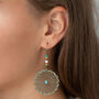 Oxidized Brown Turquoise Boho Flower Drop Earrings, thumbnail 2 of 3