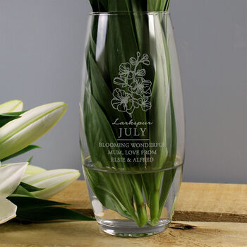 Personalised Birth Flower Glass Bullet Vase, 9 of 12
