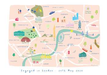 Personalised Map Of London Illustrated Art Print By Holly Francesca ...