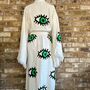 Long Organic Cotton Robe: White With Green Eye, thumbnail 3 of 5