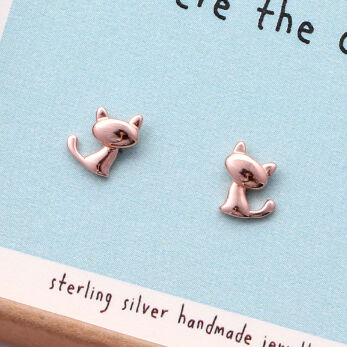 'Home Is' Sterling Silver Cat Earrings, 5 of 8