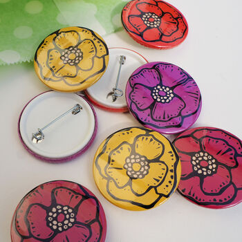 70s Vintage Style Anemone Flower Badge Set, 4 of 7