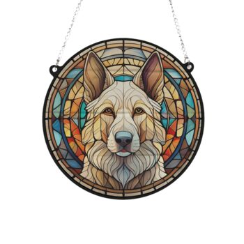 German Shepherd White Stained Glass Effect Suncatcher, 2 of 3