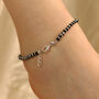 925 Silver Black Beaded Evil Eye Nazar Payal Anklet, thumbnail 2 of 9