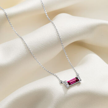 Birthstone Baguette Necklace In Sterling Silver, 4 of 12