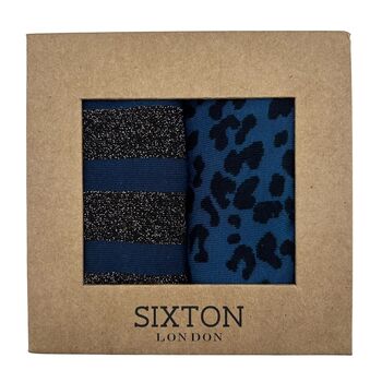 Berlin Blue And Denim Leopard Sock Gift Box, 3 of 4