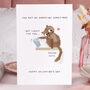 Funny Cute Cat Knocking Glass Over Valentine Card, thumbnail 2 of 5