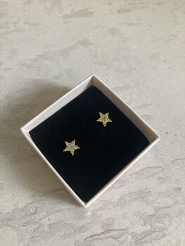 Tiny Dainty Cz Gold Star Stud Earrings, 3 of 5