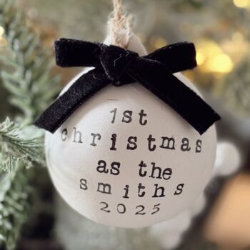 Personalised First Christmas Married Bauble Tree Decoration, 3 of 5