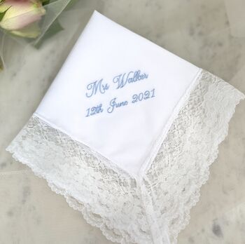 Personalised Bridal Wedding Handkerchief, 4 of 8