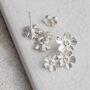 Sterling Silver Triple Flower Studs, thumbnail 2 of 5