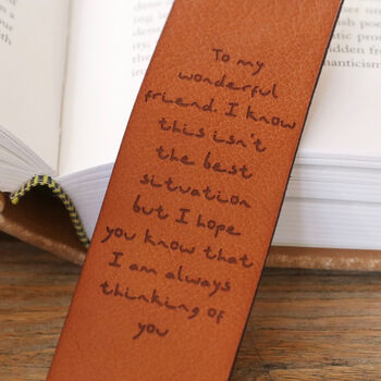 Personalised Meaningful Message Leather Bookmark, 3 of 6