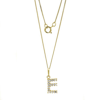 9ct Yellow Solid Gold Cubic Zirconia Initial Necklace, 4 of 9