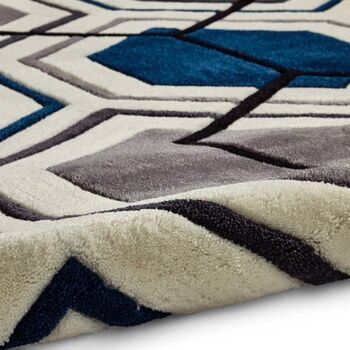 Area Rug Hand Tufted Rectangle Grey/Navy, 5 of 8