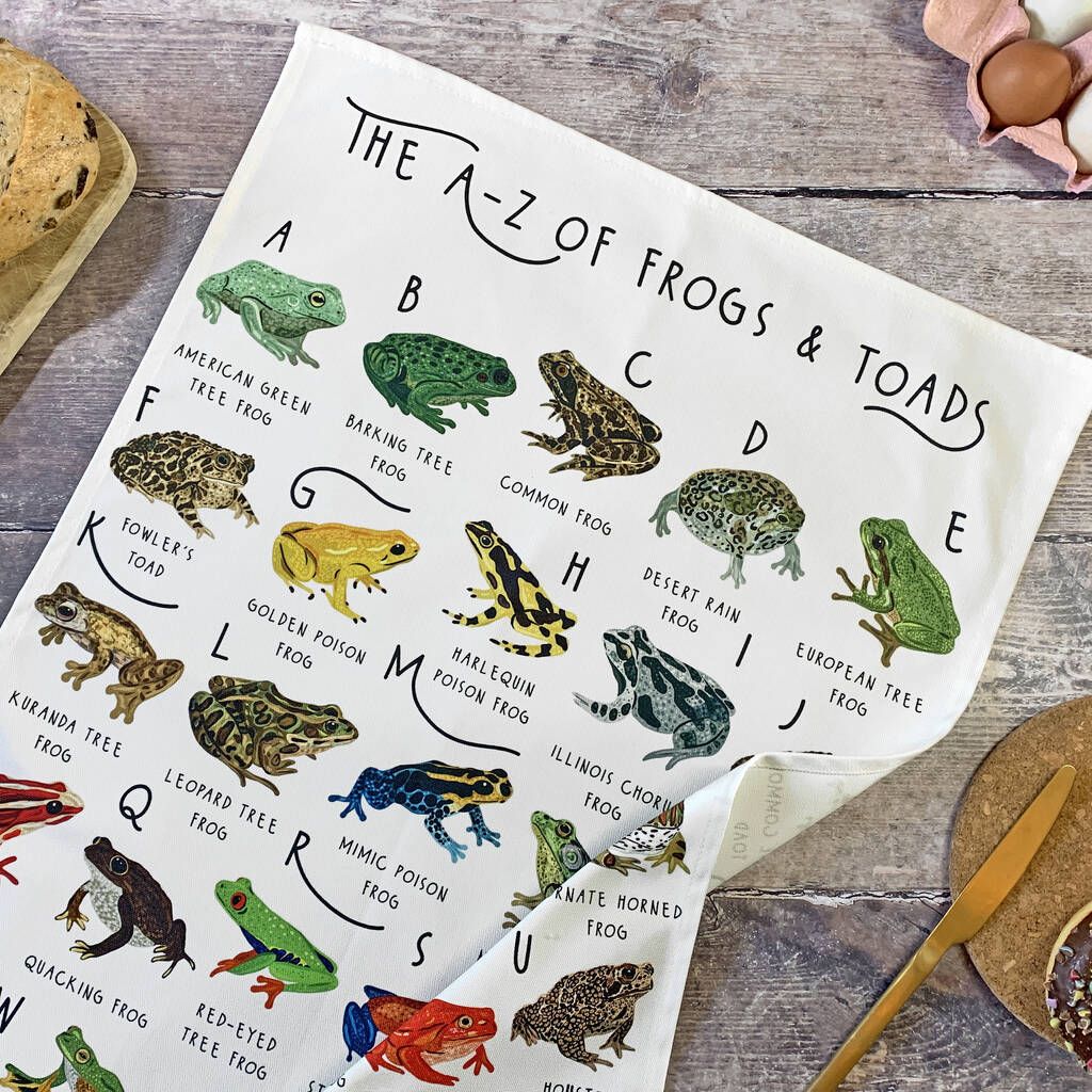 A Z Of Frogs Tea Towel, 1 of 5