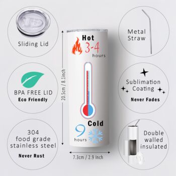 Personalised Tennis Insulated Travel Cup Add Name Tennis Gift For Him Or Her, 4 of 4