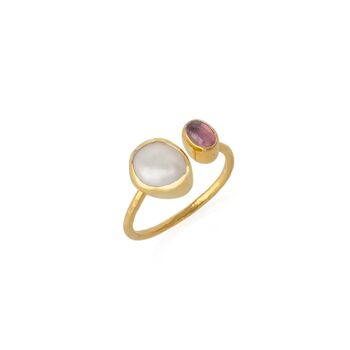 Double Natural Red Gemstone Sterling Silver Ring, 2 of 2