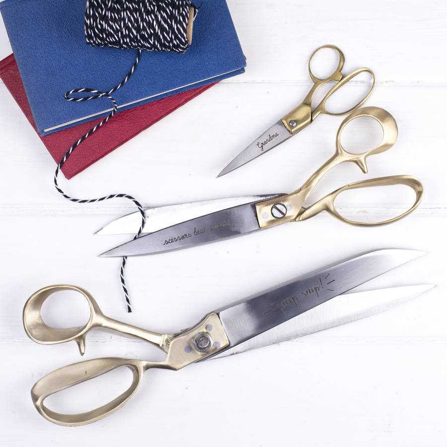Personalised Engraved Medium Or Large Brass Scissors By Signs For Life