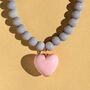 Pastel Purple Bead And Pink Heart Necklace, thumbnail 2 of 7