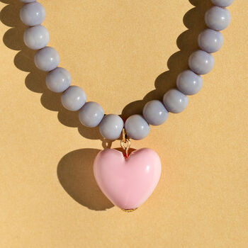 Pastel Purple Bead And Pink Heart Necklace, 2 of 7