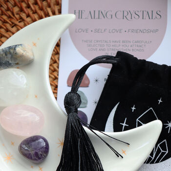 Love Healing Crystal Set With Moon Trinket Dish, 4 of 8