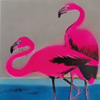 'The Flamingoes' Neon Stencil Screenprint, 3 of 9