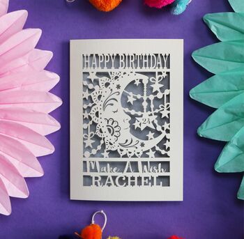 Personalised Laser Cut Birthday Card Make A Wish, 9 of 9
