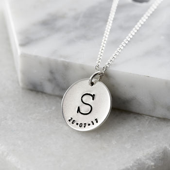 Personalised Initial Birth Disc Necklace, 3 of 6