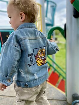 Personalised Baby/Toddler Denim Jacket With Tiger, 9 of 11