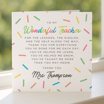 Personalised Thank You Card For Teacher, 2 of 7