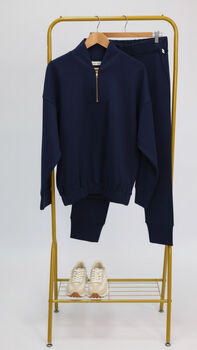 Margot Relaxed Cigarette Style Sweatpants Navy Blue Available In Regular And Tall Length, 6 of 6