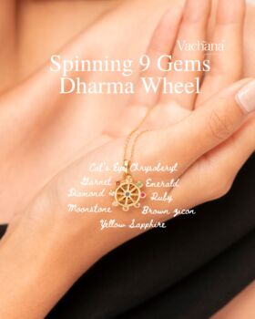 Spinning Nine Gemstones Dharma Wheel Necklace, 2 of 12