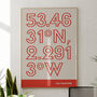 Manchester United Coordinates Print Old Trafford, thumbnail 1 of 6