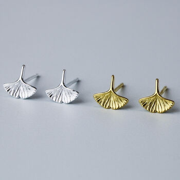 Sterling Silver Tiny Leaf Stud Earrings, 3 of 4