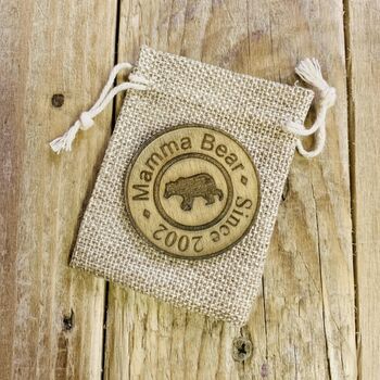 Mama Bear Wooden Badge – Personalised With Year, 2 of 3