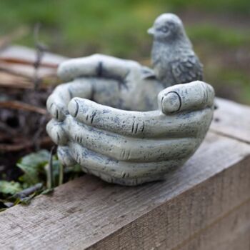 Garden Bird Feeder Decorative Stone Bath Novelty Hands, 10 of 10