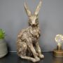 Gold Sitting Hare Figurine – Lifelike Ornament, thumbnail 1 of 4