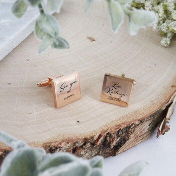Personalised Wedding Rose Gold Plated Cufflinks, 5 of 10