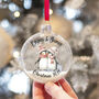 Cute Penguin Couple Christmas Glitter Glass Bauble, thumbnail 1 of 2