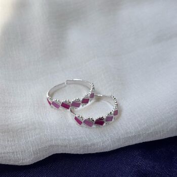 Pink Purple Adjustable Pure Silver Foot Toe Ring, 2 of 6