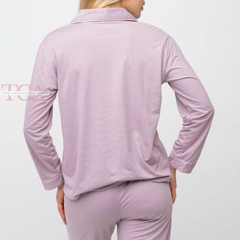 Pink Soft Cotton Solid Long Sleeve Night Suit Pyjama, 11 of 12
