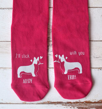 I'll Stick With You Corgi Valentines Socks, 3 of 3