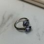 White Gold, Spinel And Black Diamond Crossover Ring, thumbnail 7 of 10