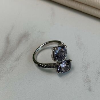 White Gold, Spinel And Black Diamond Crossover Ring, 7 of 10