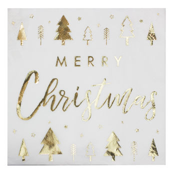 Gold Foiled Merry Christmas Paper Napkins, 2 of 3