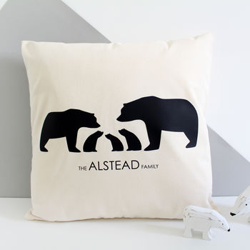 Silhouette Bear Family, Personalised Cushion Cover, 3 of 3