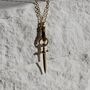 Hand Sword 18 K Gold Pendant Necklace, thumbnail 4 of 6