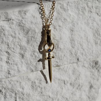 Hand Sword 18 K Gold Pendant Necklace, 4 of 6
